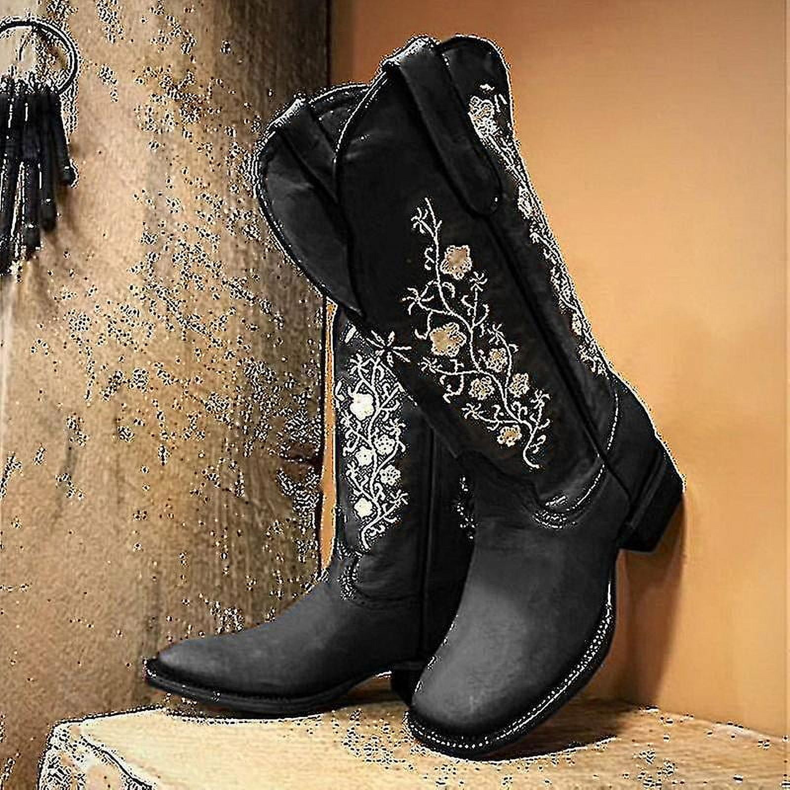 Botas de vaquero para mujer Botas de vaquero con punta cuadrada y ...