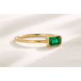 thumbnail image 2 of Jewelerix Emerald Cut Green Gemstone Solitaire Ring in Yellow Gold, Minimalist Stackable Promise Ring for Women, May Birthstone, 2 of 3