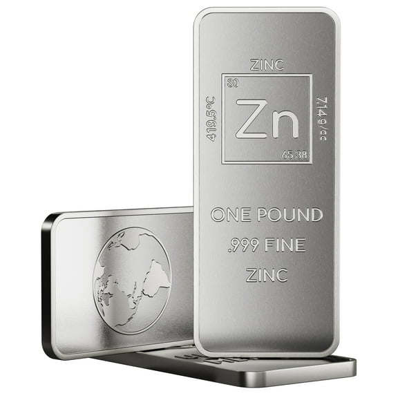 1 Pound Zinc Bar Bullion Paperweight with Element Design | .999 Pure Zinc Metal bar Made In USA by Unique Metals