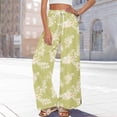 thumbnail image 2 of WTOBBY Women's Floral Print Wide Leg Pants with High Waist Drawstring Loose Casual Trousers and Convenient Pockets for Comfortable Fit ,Purple XL, 2 of 6