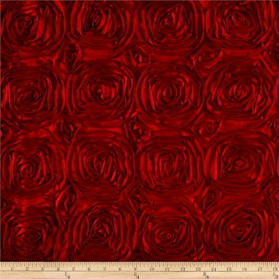 Ben Textiles 0450373 Wedding Rosette Satin Red Fabric by the Yard
