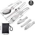 thumbnail image 4 of Cubiertos Plegables para Acampar, 2 Juegos de Vajilla para Acampar de Acero Inoxidable, Cuchillo Ligero Tenedor Cuchara con Bolsa de Transporte para Acampar Viajes Senderismo Picnic,11 Feliz Sencillez, 4 of 5