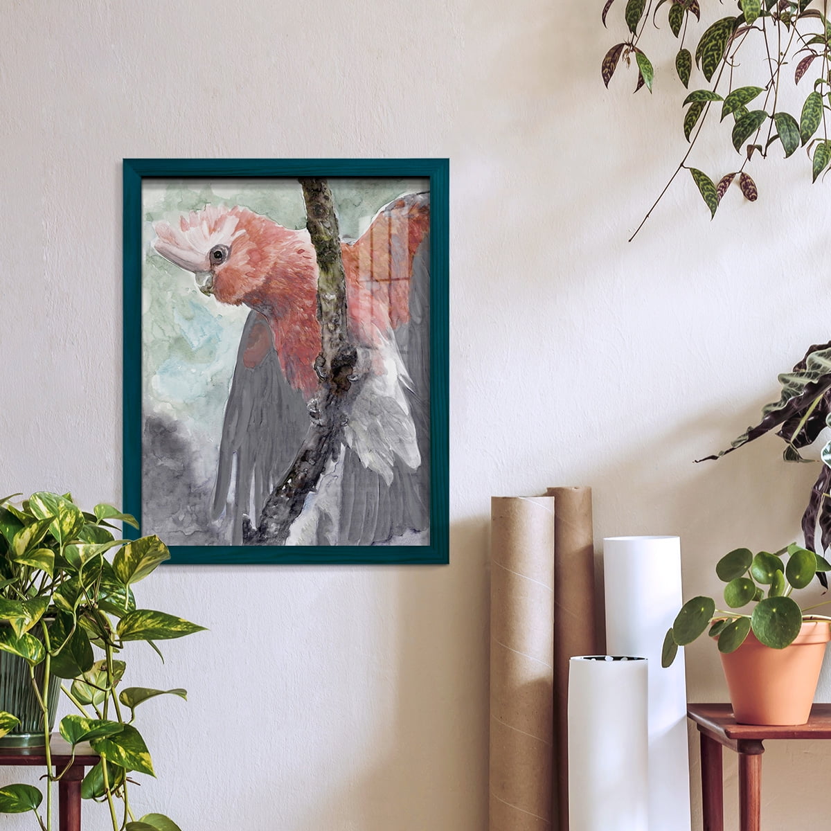 Tropic Parrot II - Framed Print w/glass - Ocean Blue