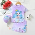 thumbnail image 5 of RUTAYY Girl Swimsuits Summer Short Sleeve Cartoon Prints Swimwear Beach Swimsuit Bikini Water Sport Swimsuit , Purple, 4-5 Years, 5 of 6
