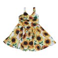 thumbnail image 2 of Vestido para niña diseño de patrón de girasol lavado repetido no deformará tela duradera vestido para niñas para fiestas, 2 of 8
