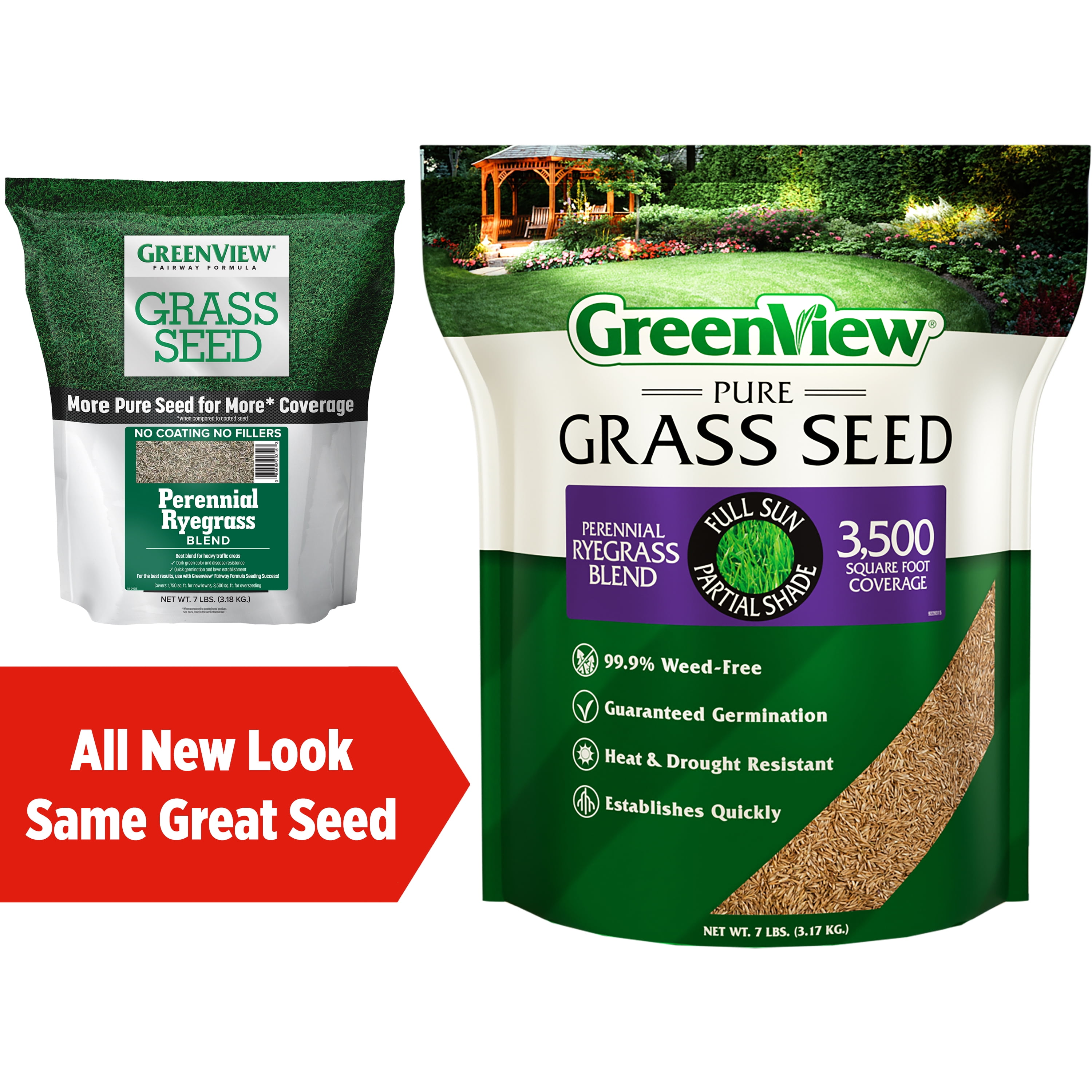 GreenView Pure Grass Seed Perennial Ryegrass Blend, 7 lb. Bag – Covers up to 3,500 sq. ft.