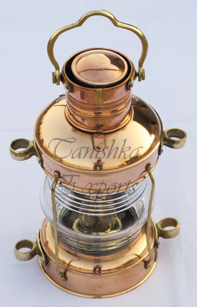 Thor Instruments Nautical Anchor Oil Lamp Decorative Hanging Lamp Vintage Style Lantern Brass & Copper Lantern Gift