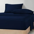 thumbnail image 2 of CCNY RV Sheet Set Bunk 42X80" Truck Sleeper 600 TC Egyptian Cotton Solid Camper 4PC Hotal Feel Sheets 10" Deep Pocket Navy Blue, 2 of 8