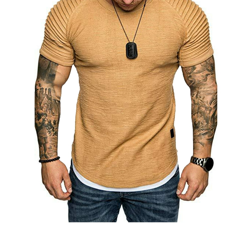 Diconna - Diconna Men Short Sleeve T-shirt Wrinkled Casual Blouse ...