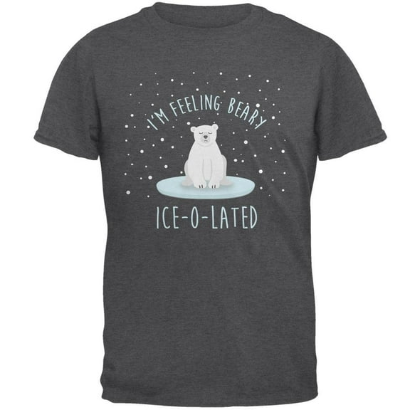 Winter Feeling Very Iceolated Isolated Polar Bear Pun Mens T Shirt Dark Heather X-LG