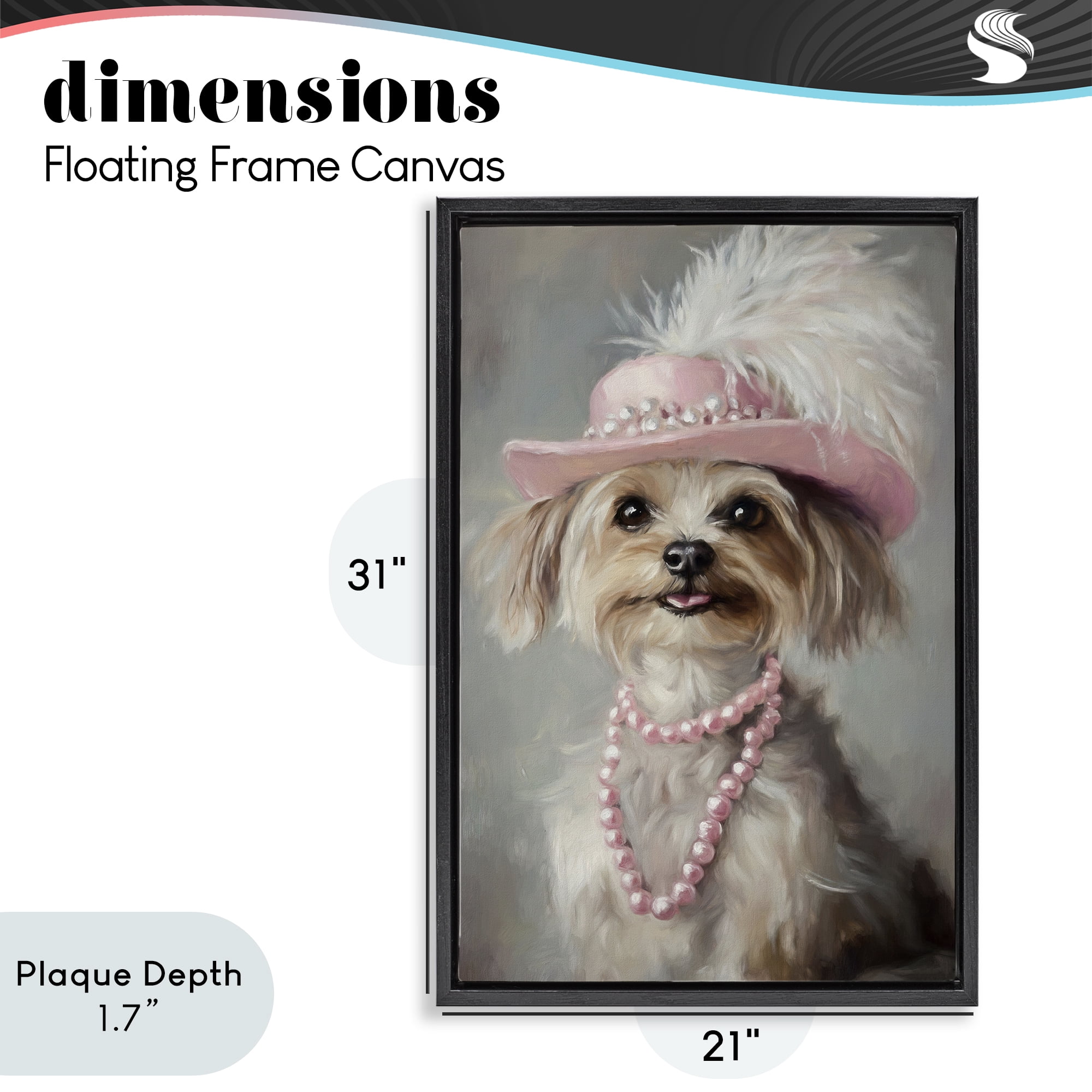 Stupell Industries Lady Yorkie Portrait Black Framed Floater Canvas Wall Art, design by Tina LeCour