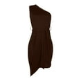 thumbnail image 6 of Dresses for Women 2023 One Shoulder Dresses for Women Sleeveless Sexy Solid Color Belted Mini Dress Slim Fitted Elegant Formal Cocktail Dresses, 6 of 7