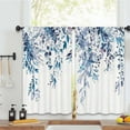 thumbnail image 4 of Eucalyptus Leaves Plant Kitchen Curtains 27.5W x 39L Inch Botanical Blue Purple Farmhouse Rustic Spring Summer Nature Rod Pocket Short Small Window Treatment Drapes Decor 2 Panels, 4 of 6
