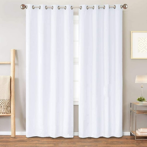 White Blackout Curtain Liner For Living Room 100 Curtains Bedroom Energy Saving Darkening Window Coverings Grommet Top 95 Inch Long 2 Panels Com White Blackout Curtain Liner For Living, 100 Blackout Grommet Top Curtain Liner