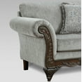 thumbnail image 3 of Roundhill Furniture Hernen Carved Wood Frame Polyester Sofa and Loveseat Set, Gray, 3 of 8