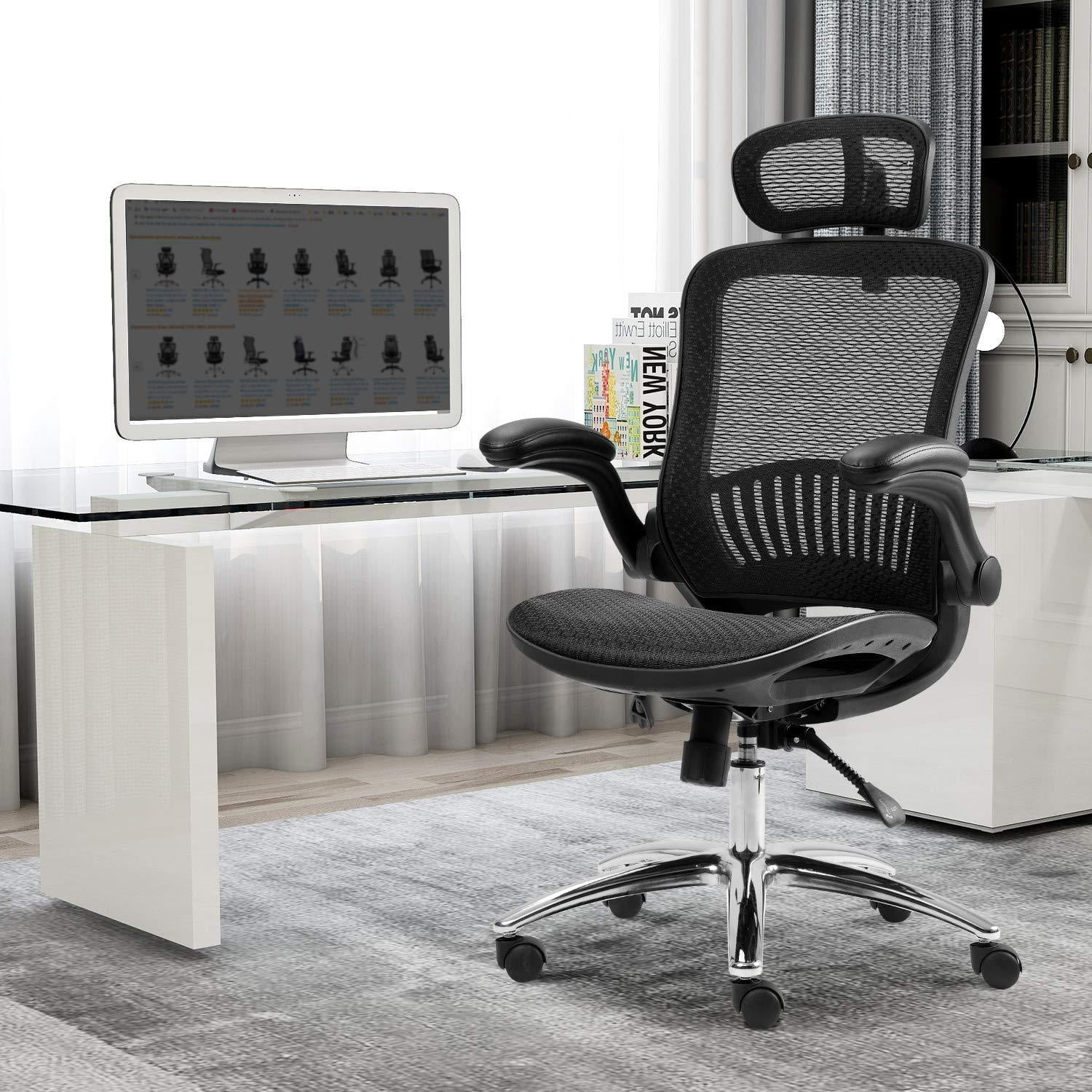 Executive Office Chair Mesh Reclining Computer Desk Chair Adjust Swivel Headrest 