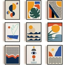 Set of 9 Abstract Art Print Retro Minimalist Wall Art Decor UNFRAMED Boho Landscape Wall Art for Living Room Bedroom Office Decor
