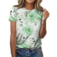 thumbnail image 1 of Kcodviy Casual Flower Print Short Ruffle Shirt Sleeve Crewneck T Shirt Fall Top Women Plus Size Workout Tops for Women Plus Size athletic Tops for Women Swing Tops for Women Plus Size, 1 of 9