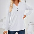 thumbnail image 5 of Annhoo Womens Long Sleeve Shirts Loose V Neck Button Front Tops Fall Casual Comfy Solid Color Blouse Tees, 5 of 9
