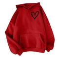 thumbnail image 3 of DDAPJ pyju Womens Overized Hoodies Cute Heart Sweatshirt Teen Girls Y2K Hooded Pullover with Kangaroo Pocket, 3 of 5