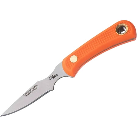 Knives of Alaska Cub Bear Fixed Blade Knife 2.75 Caping CPM MagnaCut Bead Blasted Blade SureGrip Handle Orange