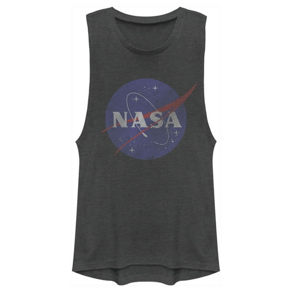 Junior's NASA Logo  Festival Muscle Graphic Tee Charcoal Small