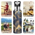 thumbnail image 7 of Yayeee 33oz Double Wall Stainless Steel Water Bottle with Flip Straw, Blue Peacock Feathers Pattern, 7 of 7