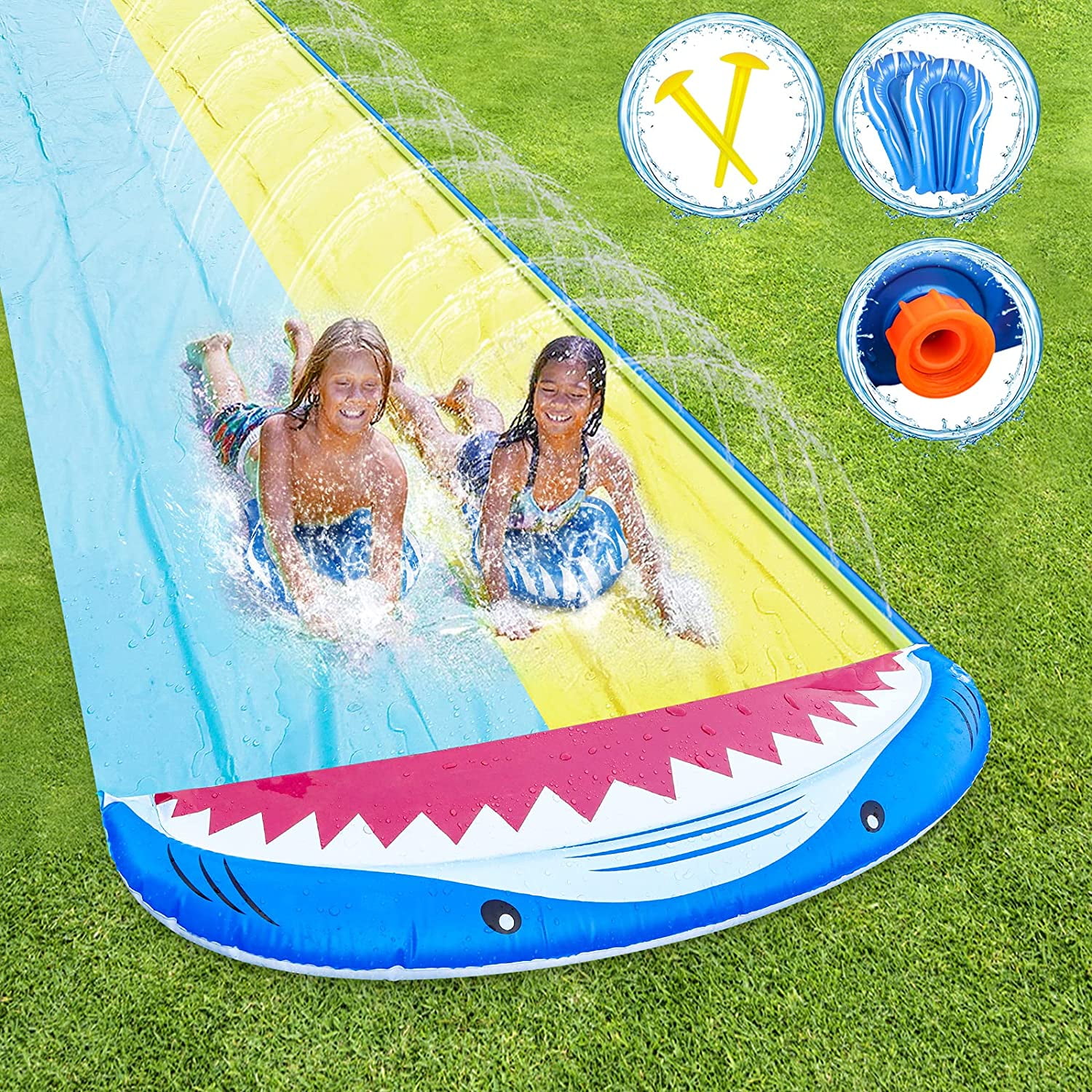480x140cm Slip and Slide N Water Pool Slide Spray Summer Toy N/T 16ft Speed Blast Water Slide Double Backyard Racing Water Slide 