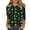 Green, variant on WTOBBY Women's Casual 3/4 Sleeve Retro Print Round Neck T-Shirt with Christmas Theme, Ladies Retro Style Top for Holiday Wear, Comfortable Blouse for Daily Use,Green L