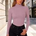 thumbnail image 2 of Perfectbot Women's Long Sleeve Tee Turtleneck Ribbed Knit Stretchable Top Fitted Basic Layering Shirt, 2 of 6