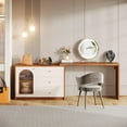 thumbnail image 4 of Tribesigns Modern Makeup Vanity, Wood Vanity Desk Corner Dressing Table for Bedroom, Walnut, 4 of 5