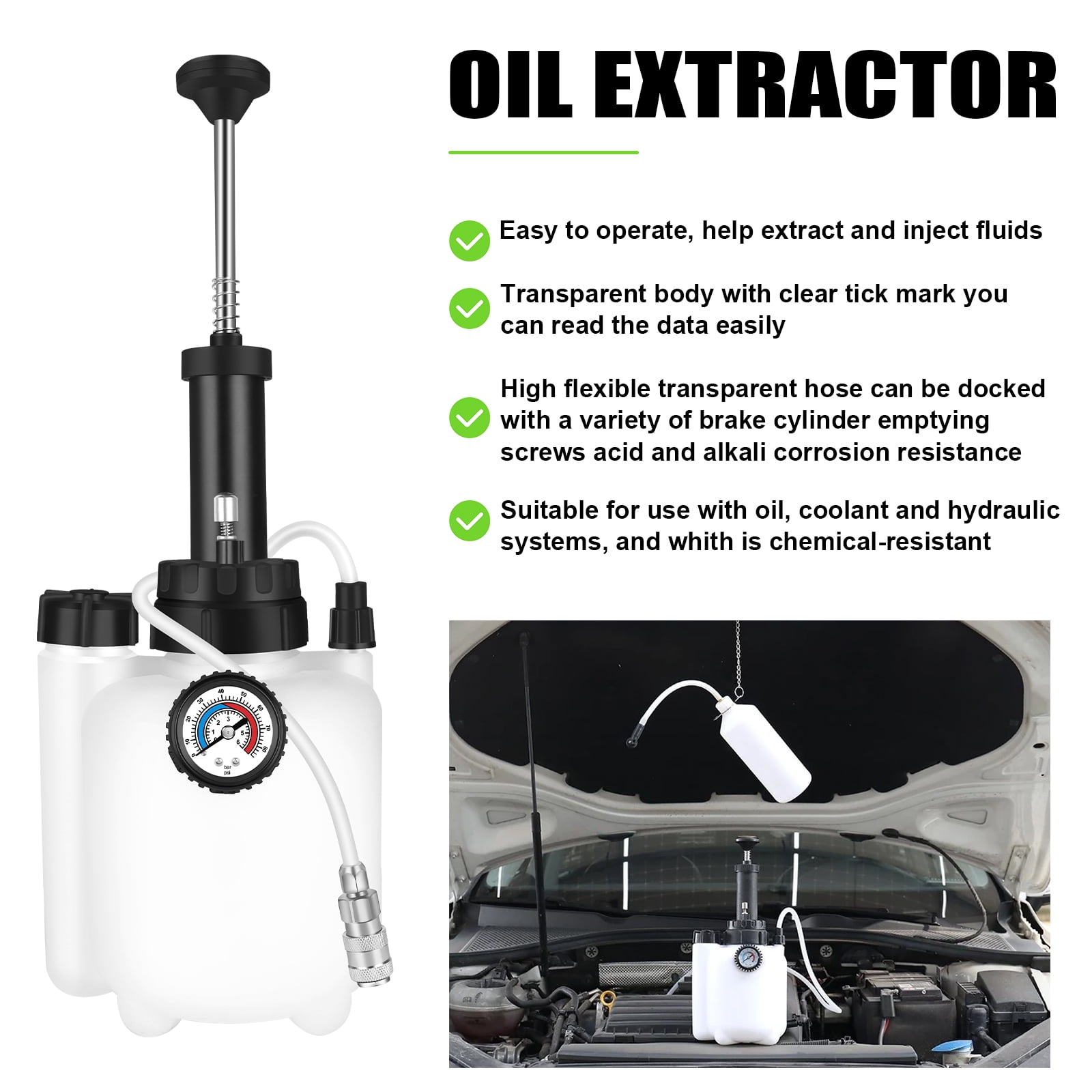 3L Brake Fluid Bleeder Kit w/ 1L Catch Bottle, Pressure Brake Bleeding Tool, Manual Power Bleeder Pump for Flush Brakes and Clutch System, Upgraded Adapters (43.5/45/49.5/50.7mm) for Master Cylinders