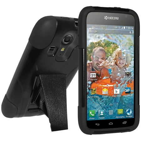 Premium Silicone Skin Case Cover Premium Dual Layer Hybrid Hard Case Soft Rubber Silicone Skin Cover for Kyocera Hydro Vibe C6725 - Black ()