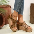 thumbnail image 3 of IUJSOY Sandals for Women 2025 Slingback Platform Wedge Sandals Leopard Print Cork Dress Summer Slides, 3 of 9
