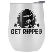 Yellowstone Official Get Ripped 12 OZ White Stemless Wine Tumbler, Stainless Steel Travel Cup|Lake Tumbler|Insulated with Leak Resistant Slide-Lock Lid
