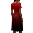 thumbnail image 6 of Laqbezok Smocked High Waist Short Sleeve Dress, Trendy Ombre Gradient Print A-Line Midi Dress, Casual V-Neck Fashion Summer Sun Dress, 6 of 6