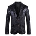 thumbnail image 1 of Traje de vestir con estampado floral para hombre, elegante blazer de corte entallado con solapa con muescas, 1 of 5