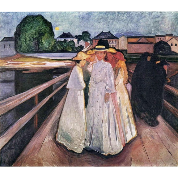 17"x15" Fine Art Quality Poster: Girls On The Jetty 2 - Expressionist Edvard Munch Art Picture