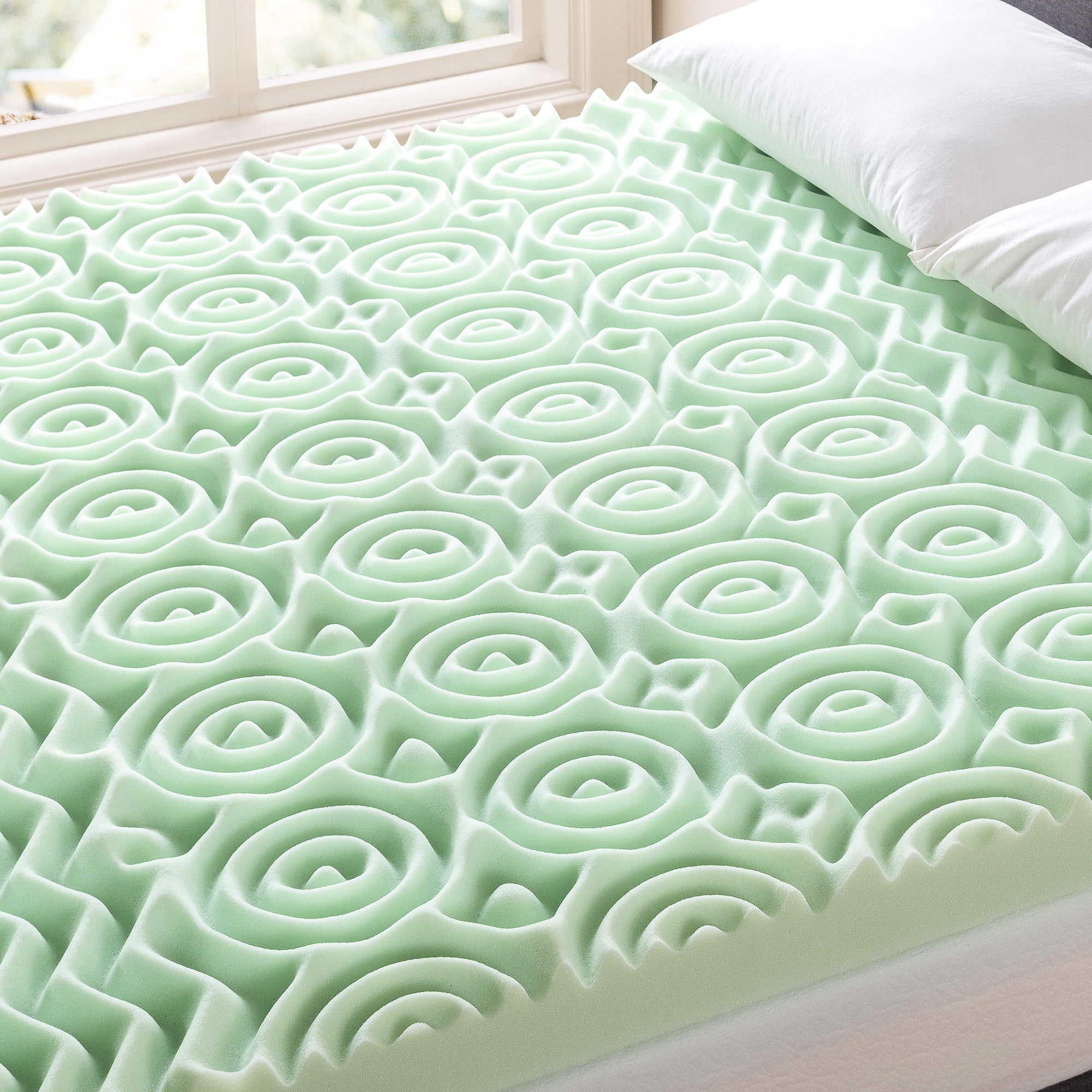 Best Price Mattress 4" 5-Zone Memory Foam Mattress Topper with Green Tea Infusion, King