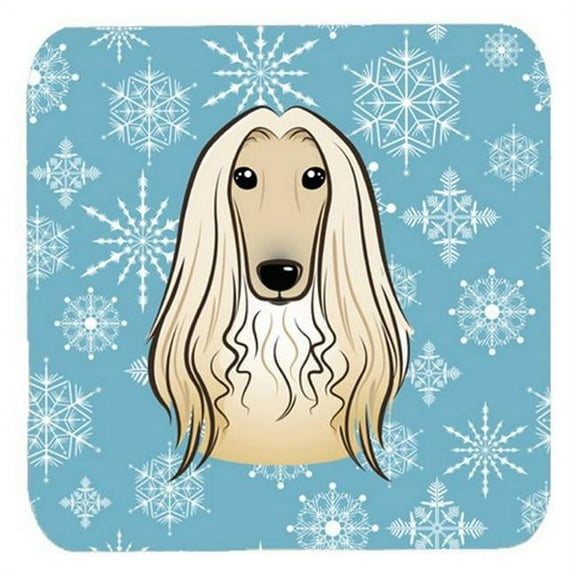 Snowflake Afghan Hound Foam Coasters, Set Of 4