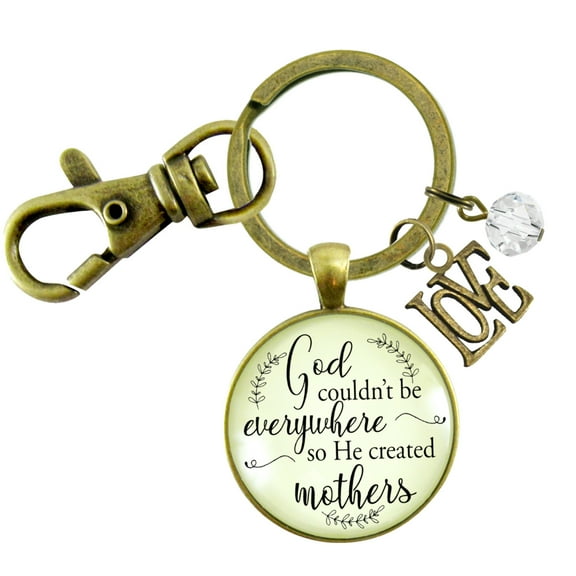 Blessed Mom Gutsy Goodness Bronze Keychain Woman of Faith Motherhood Quote Family Love Charm