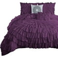 thumbnail image 2 of DNG Creations 3 Piece Luxury Circle Ruffle Comforter with 1 Freebie Ruffle Pillow All-season 550 GSM 800TC, 100% Egyptian Cotton ( Oversized Queen Size ) Solid Plum Colour, 2 of 5