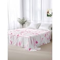 thumbnail image 5 of Pink Leaf King Size Flat Sheet, Wrinkleproof & Fadeproof Cooling Flat Bed Sheet Only, Modern Botanical Foliage Plant Country Flower Breathable Soft Bedding Top Sheets 105 x 98 Inches, 5 of 8