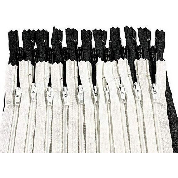 Zipperstop - YKK #3 Nylon Coil Zippers closed bottom Tailor Sewer Craft Crafter's - Made in USA (16 and 18 Inch 25pcs, Black and White)