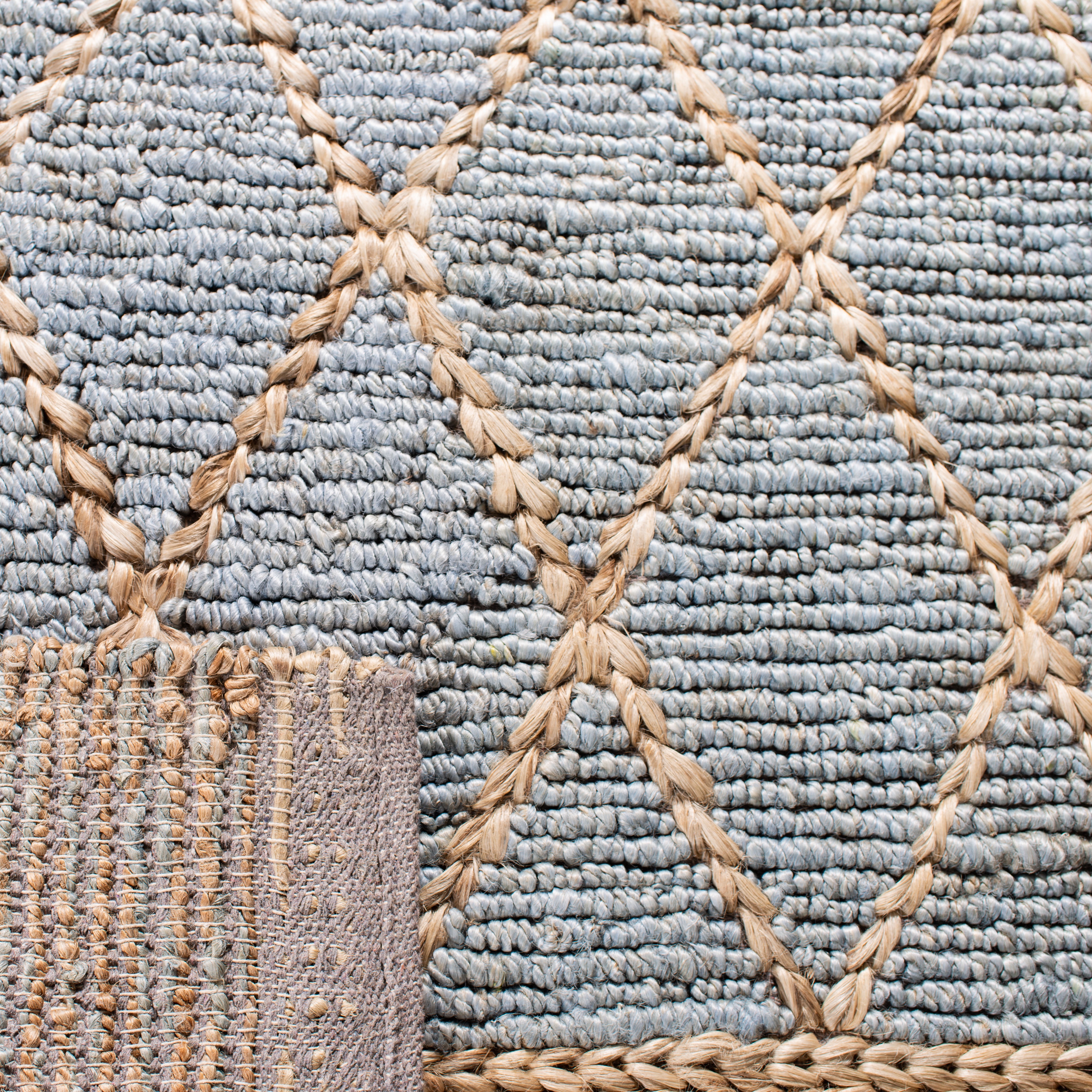 SAFAVIEH Natural Fiber Beaumont Geometric Area Rug, Natural/Blue, 8' x 10'