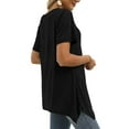 thumbnail image 6 of Elainilye Fashion Shirts for Women Trendy Loose Casual Short Sleeve V-Neck Solid Casual Blouse T-shirt Tunic Tops,Black, 6 of 9