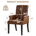 thumbnail image 3 of Leather Dining Chair with Arms, Upholstered Tufted High Back Dining Room Chairs, Accent Armchair with Solid Wood Leg and Nailhead Trim, Bright Brown, 3 of 8