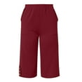 thumbnail image 4 of Pantalones capri deportivos lisos y sexys para mujer: cintura alta, pierna ancha, corte holgado y cómodo, 3 colores: blanco, negro y caqui. Tallas: S-XXL., 4 of 4