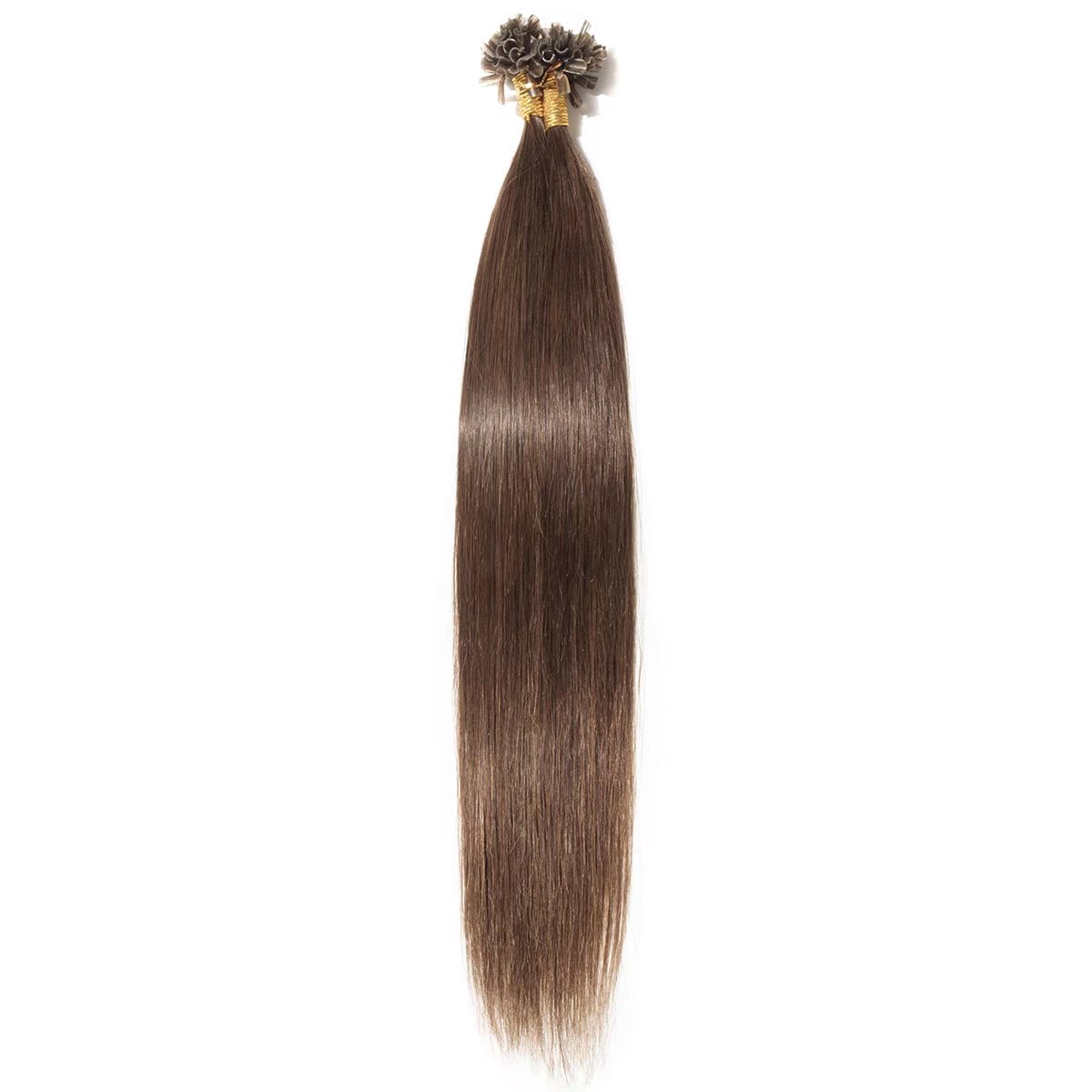 MY-LADY 100S Nail U Tip Fusion 100% Remy Human Hair Extensions Keratin Pre Bonded Hairpiece Straight 0.5g/s, #04 Medium Brown, 16inch