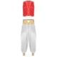 thumbnail image 5 of Disfraz de Príncipe árabe indio para hombre, chaleco antimanchas, chaleco curvo con ribete dorado brillante, frente abierto, pantalones largos con farol, 5 of 5